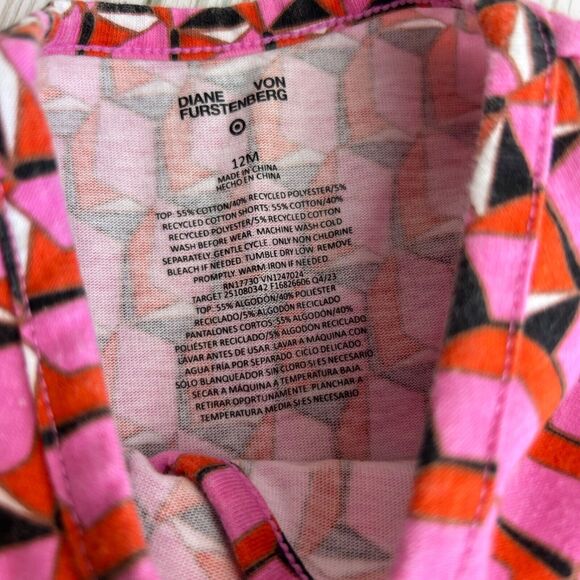 DVF Target Diane Von Furstenberg Pink Red Geo Print Wrap Dress Girls 12 Months - Picture 3 of 4